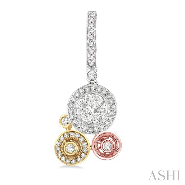 7/8 Ctw Round Cut Diamond Shine Bright Fashion Earrings in 14K Tri Color Gold