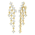 3/4 Ctw Round Cut Diamond Mini Chandelier Fashion Long Earrings in 14K Yellow Gold