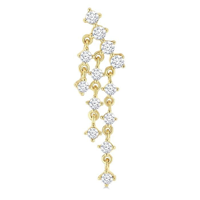 3/4 Ctw Round Cut Diamond Mini Chandelier Fashion Long Earrings in 14K Yellow Gold