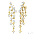 3/4 Ctw Round Cut Diamond Mini Chandelier Fashion Long Earrings in 14K Yellow Gold