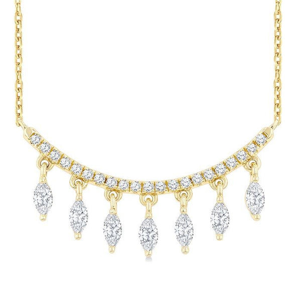 1/2 Ctw Marquise and Round Cut Diamond Chandelier Necklace in 14K Yellow Gold
