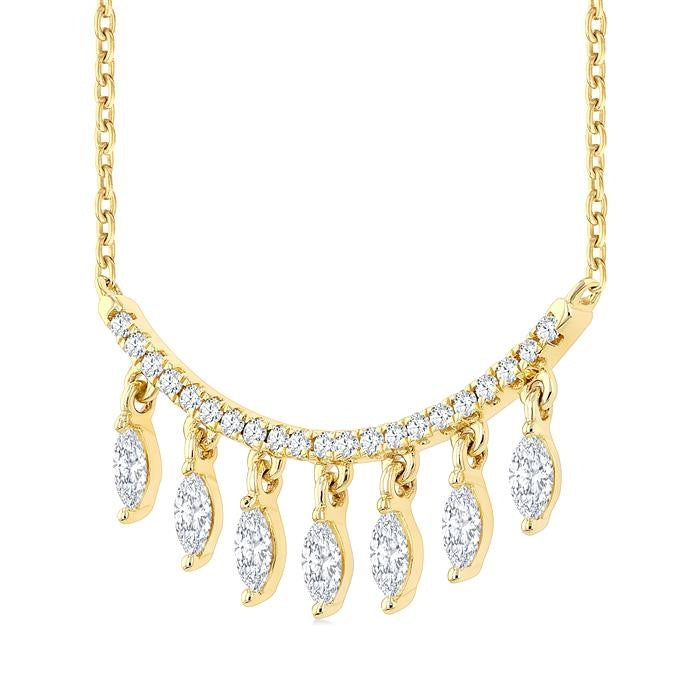 1/2 Ctw Marquise and Round Cut Diamond Chandelier Necklace in 14K Yellow Gold
