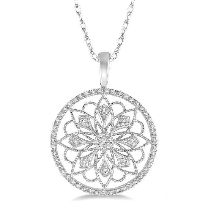 Zenith Beryl Floral Circle Diamond Fashion Pendant