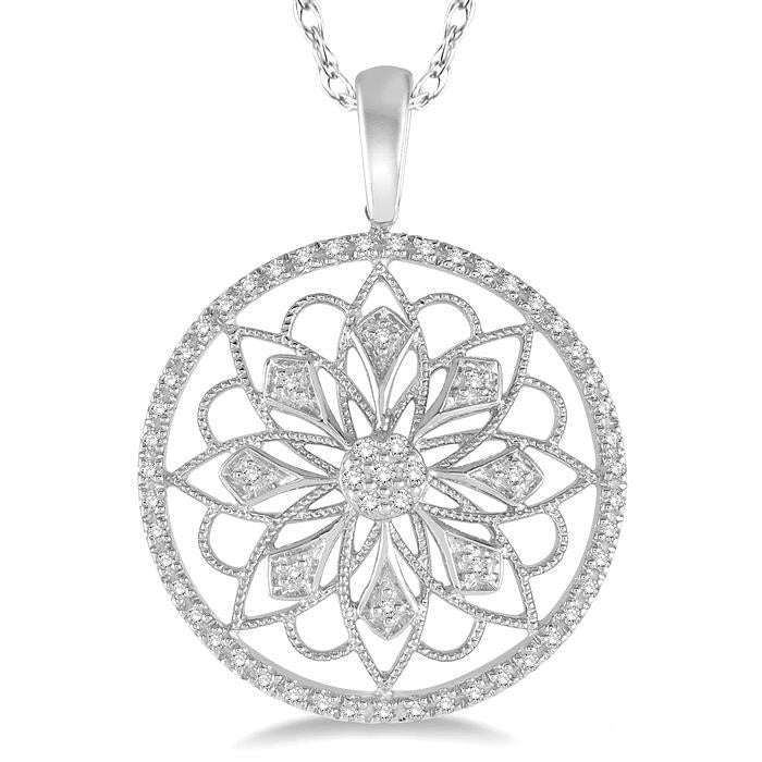 Zenith Beryl Floral Circle Diamond Fashion Pendant