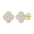 1/2 Ctw Clover Round Cut Diamond Fashion Earrings in 14K Yellow Gold