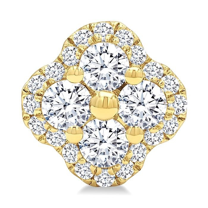 1/2 Ctw Clover Round Cut Diamond Fashion Earrings in 14K Yellow Gold