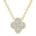 1/3 Ctw Round Cut Diamond Clover Fashion Pendant With Chain in 14K Yellow Gold