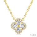 1/3 Ctw Round Cut Diamond Clover Fashion Pendant With Chain in 14K Yellow Gold