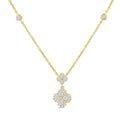 1/2 Ctw Clover Round Cut Diamond Station Necklace in 14K Yellow Gold
