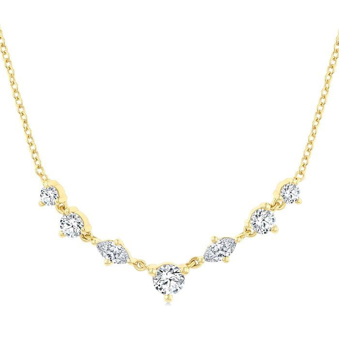Mixed Shape Diamond Fashion Necklace