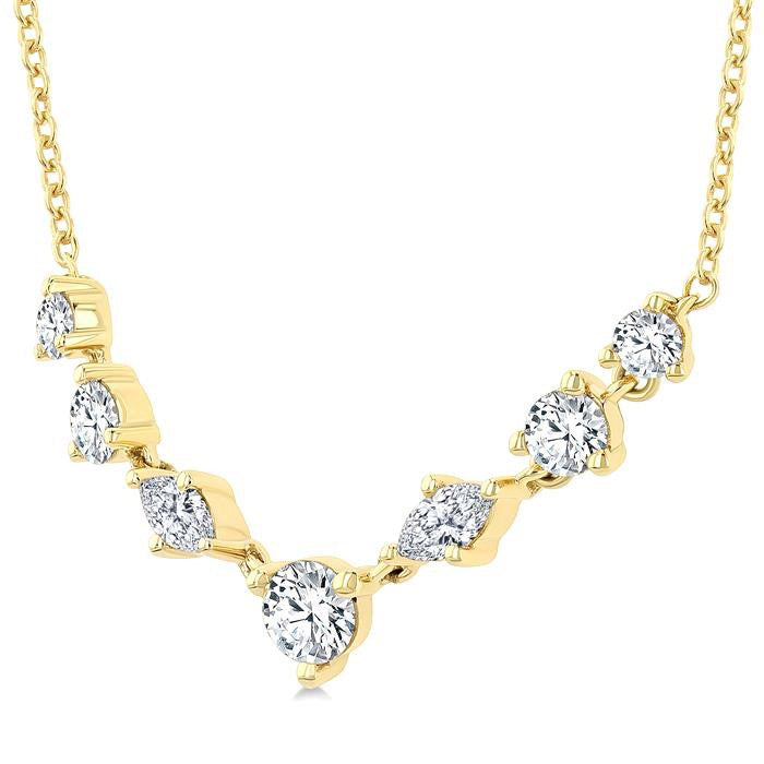 Mixed Shape Diamond Fashion Necklace