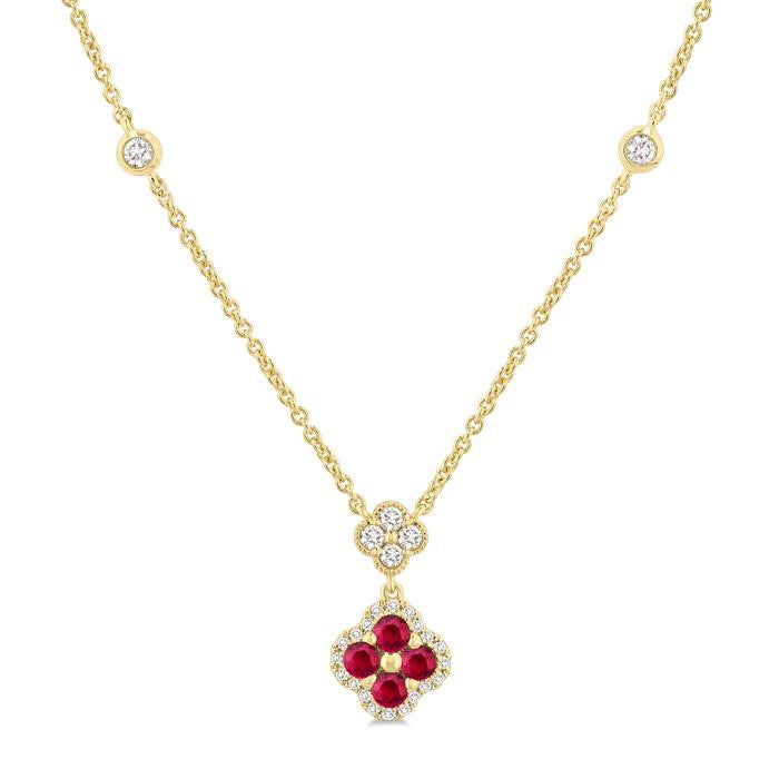 Freya Clover Gemstone & Diamond Station Necklace