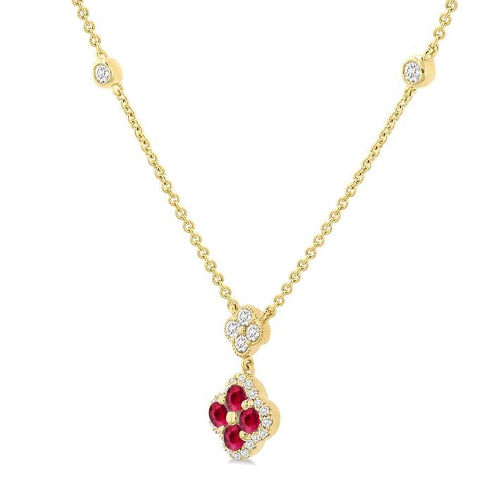 Freya Clover Gemstone & Diamond Station Necklace