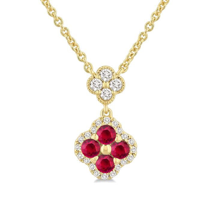 Freya Clover Gemstone & Diamond Station Necklace