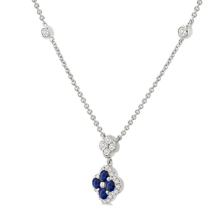 Echo Clover Gemstone & Diamond Station Necklace