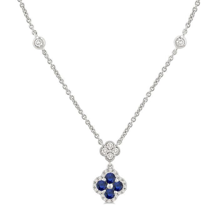 Echo Clover Gemstone & Diamond Station Necklace
