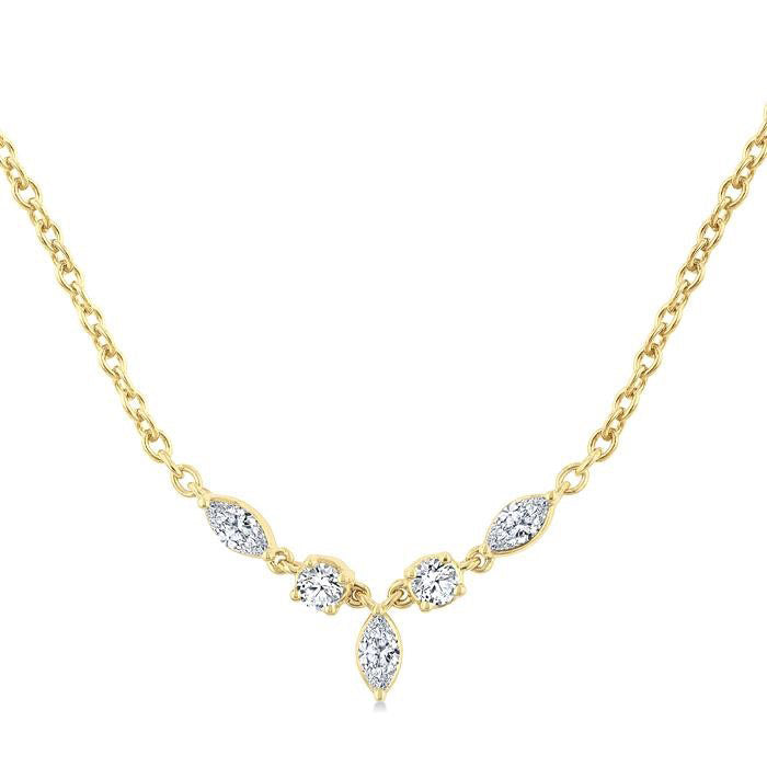Marquise & Round Shape Diamond Fashion Necklace