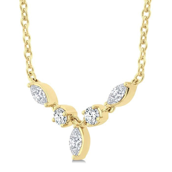 Marquise & Round Shape Diamond Fashion Necklace