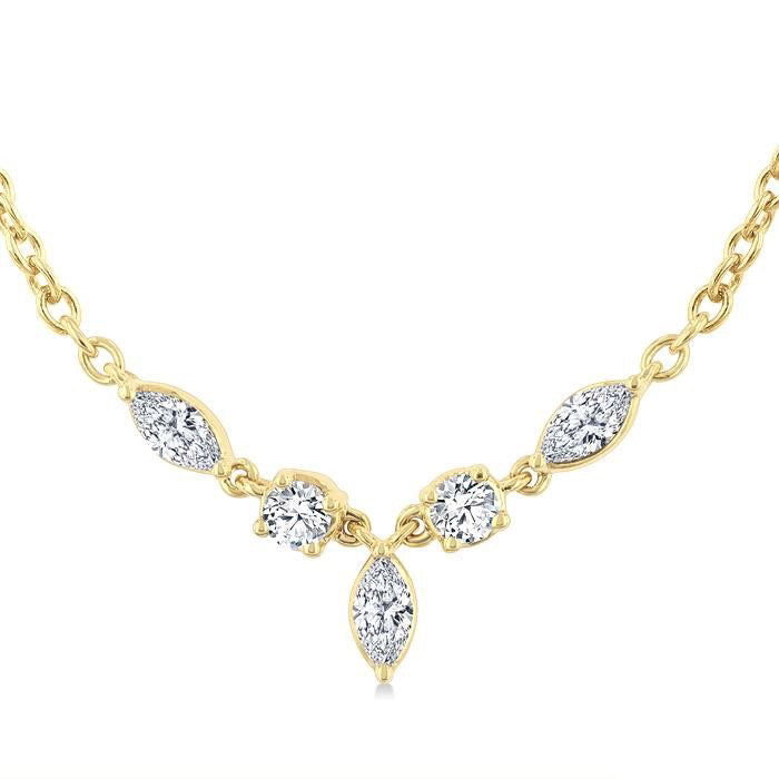 Marquise & Round Shape Diamond Fashion Necklace