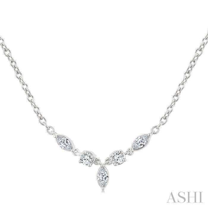 1/3 Ctw Marquise & Round Cut Diamond Necklace in 14K White Gold