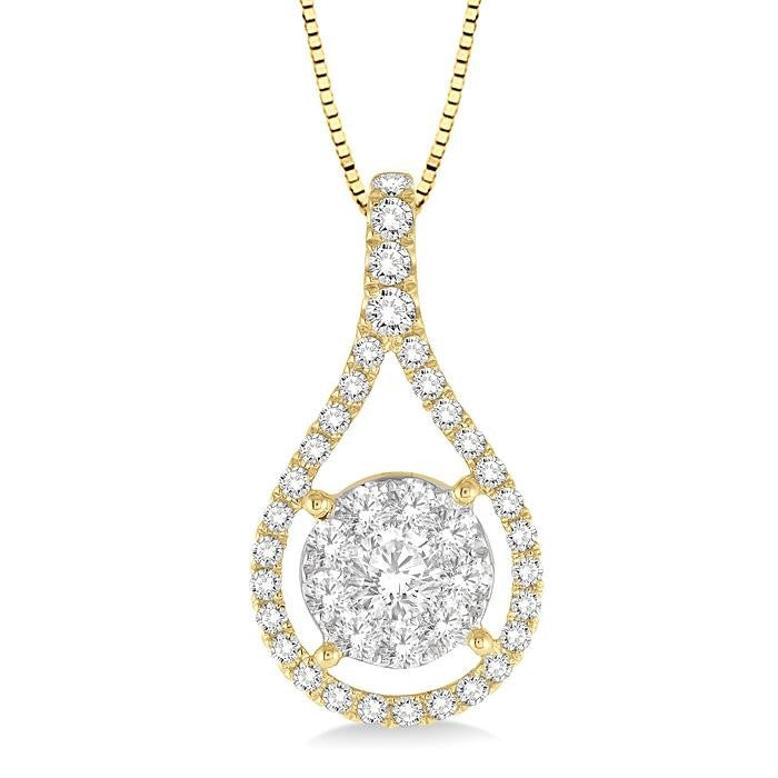 5/8 Ctw Shine Bright Round Cut Diamond Pendant in 14K Yellow and White Gold with Chain
