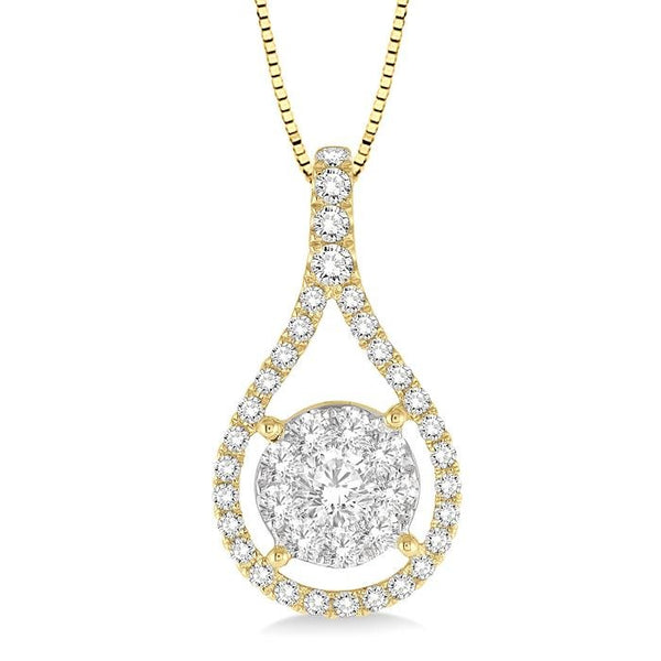 5/8 Ctw Shine Bright Round Cut Diamond Pendant in 14K Yellow and White Gold with Chain