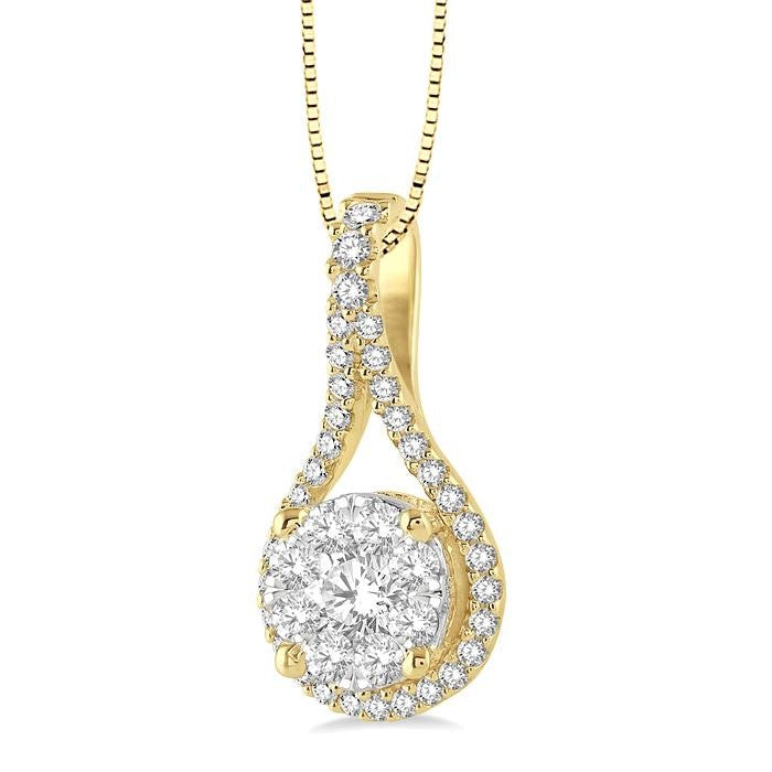 5/8 Ctw Shine Bright Round Cut Diamond Pendant in 14K Yellow and White Gold with Chain