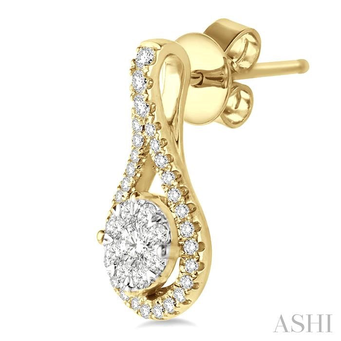 1/2 Ctw Shine Bright Round Cut Diamond Earrings in 14K Yellow and White Gold