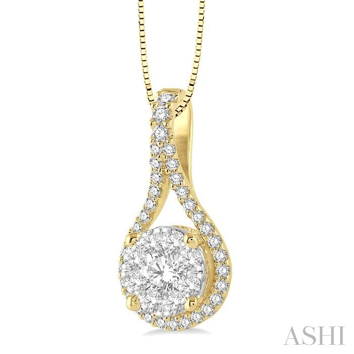 5/8 Ctw Shine Bright Round Cut Diamond Pendant in 14K Yellow and White Gold with Chain