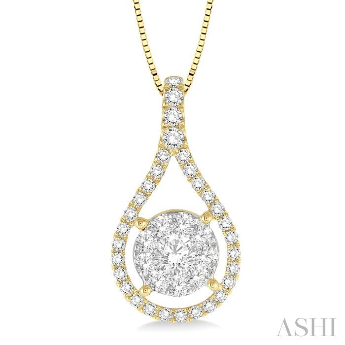 5/8 Ctw Shine Bright Round Cut Diamond Pendant in 14K Yellow and White Gold with Chain