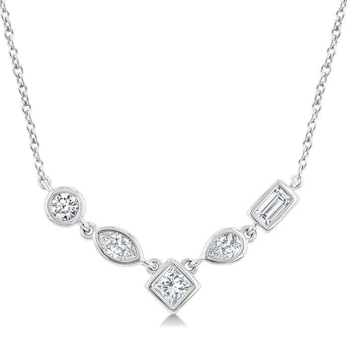 1/4 Ctw Mixed Cut Diamond Fashion Necklace in 14K White Gold