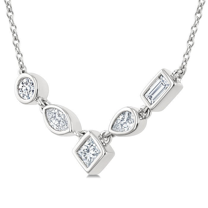 1/4 Ctw Mixed Cut Diamond Fashion Necklace in 14K White Gold