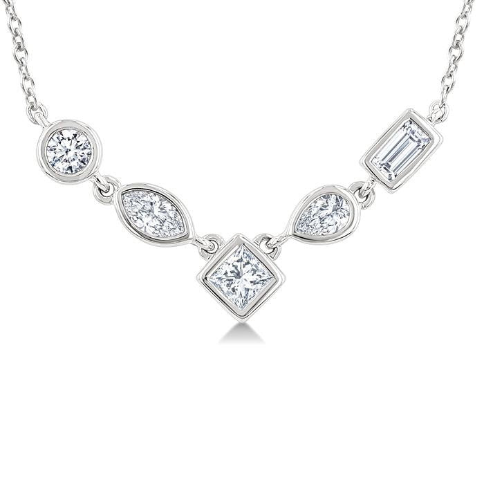1/4 Ctw Mixed Cut Diamond Fashion Necklace in 14K White Gold