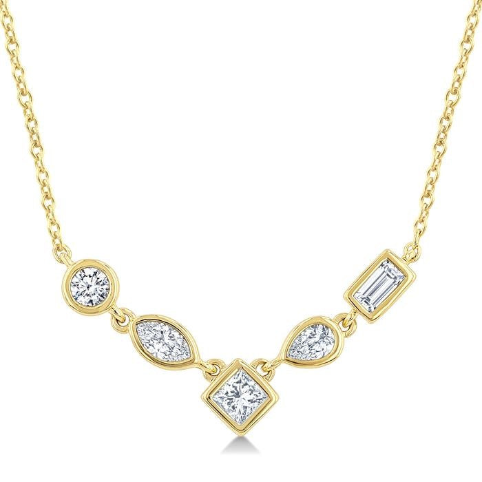 1/4 Ctw Mixed Cut Diamond Fashion Necklace in 14K Yellow Gold