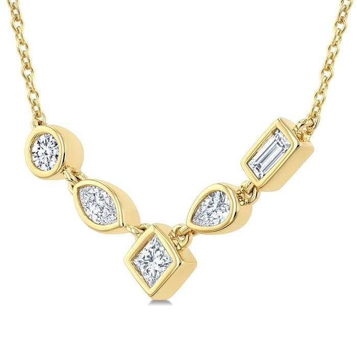 1/4 Ctw Mixed Cut Diamond Fashion Necklace in 14K Yellow Gold