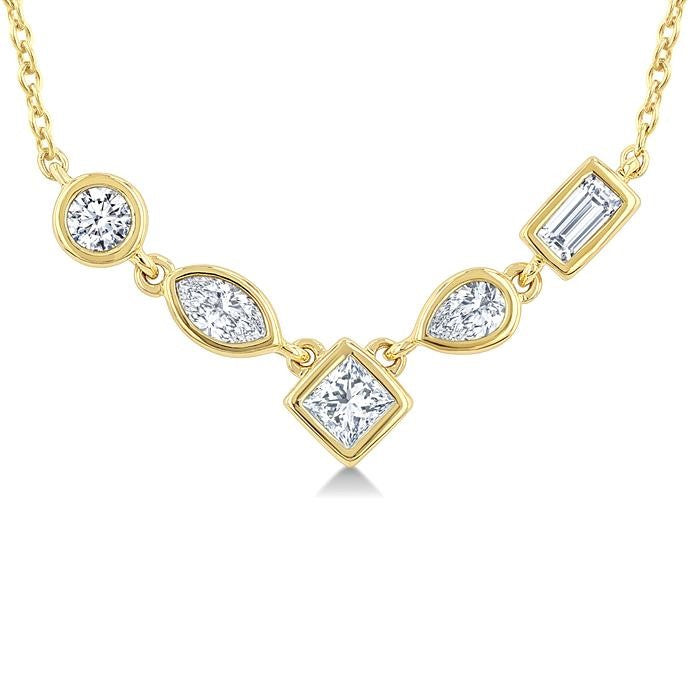 1/4 Ctw Mixed Cut Diamond Fashion Necklace in 14K Yellow Gold