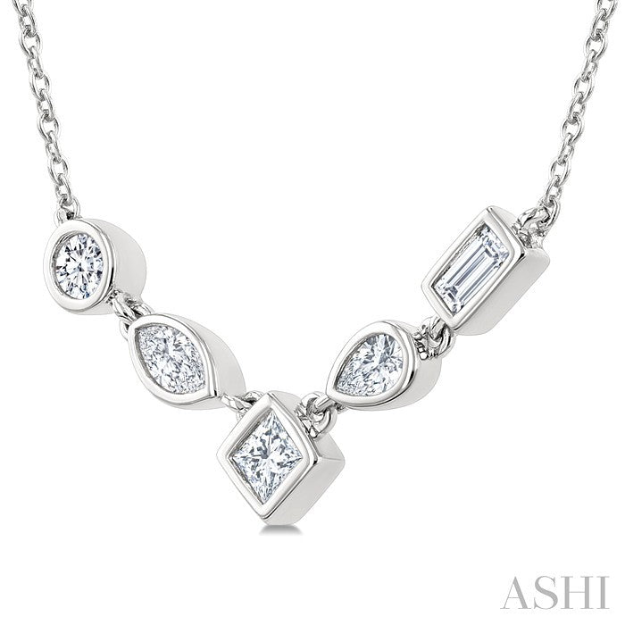 1/4 Ctw Mixed Cut Diamond Fashion Necklace in 14K White Gold