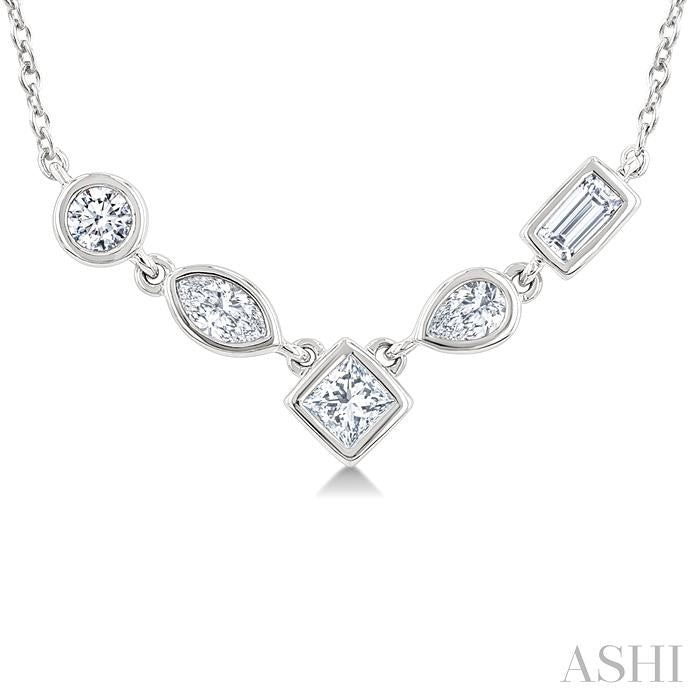 1/4 Ctw Mixed Cut Diamond Fashion Necklace in 14K White Gold