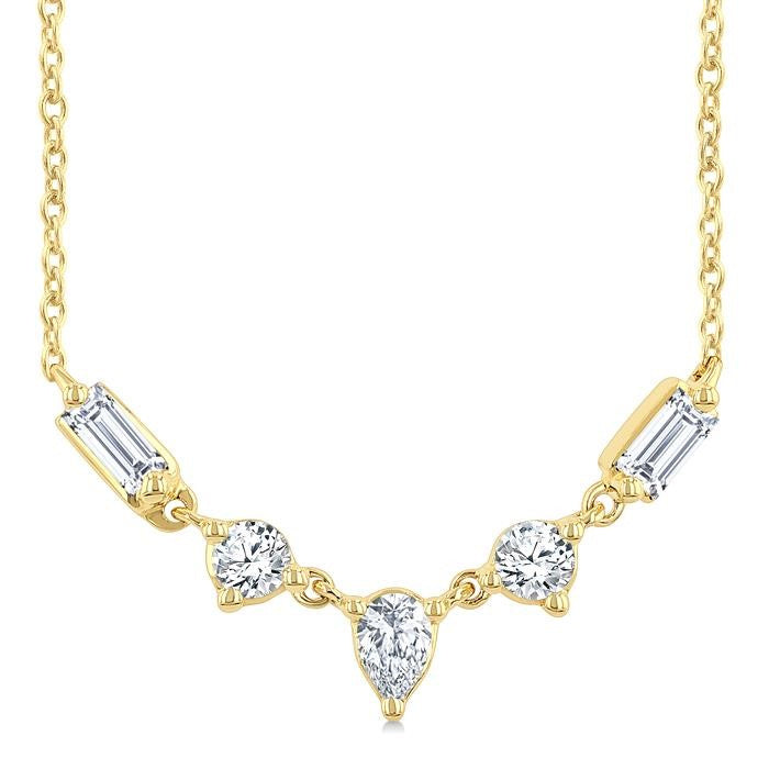 1/3 Ctw Mixed Cut Diamond Fashion Necklace in 14K Yellow Gold