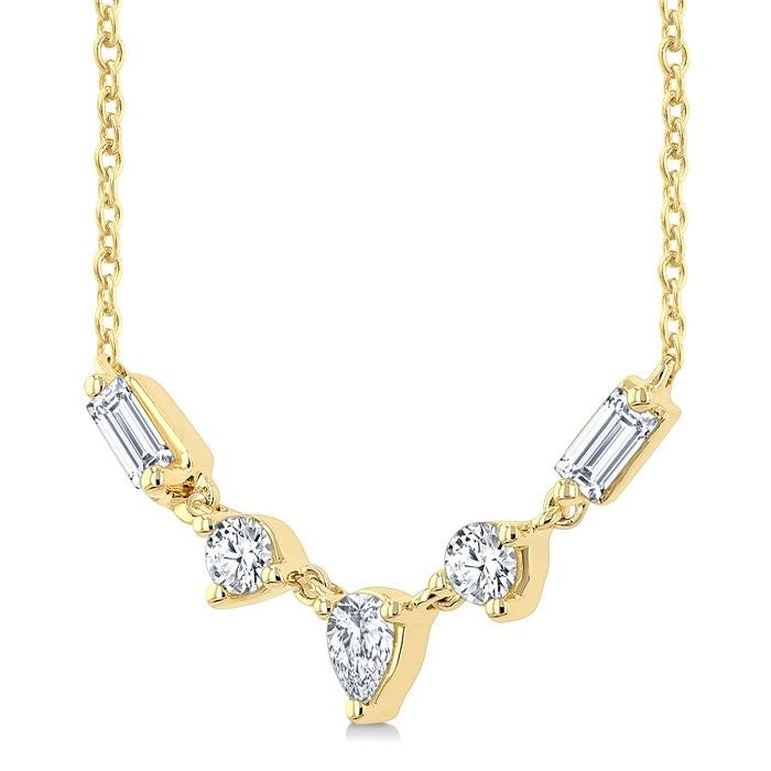 1/3 Ctw Mixed Cut Diamond Fashion Necklace in 14K Yellow Gold