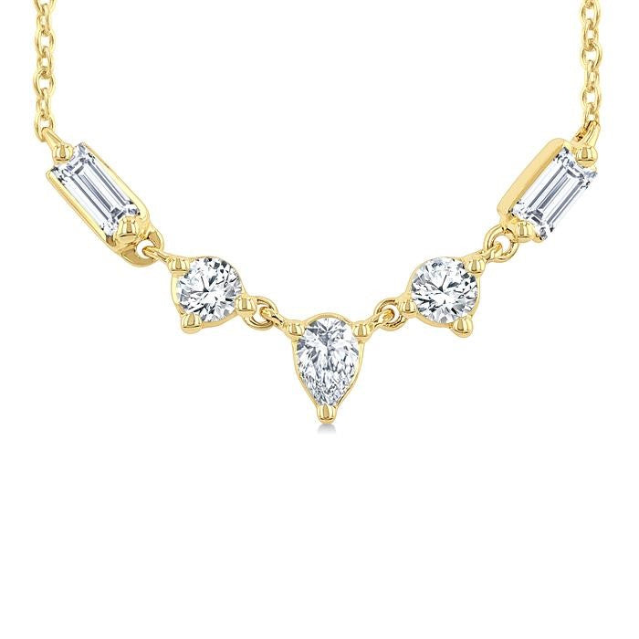 1/3 Ctw Mixed Cut Diamond Fashion Necklace in 14K Yellow Gold