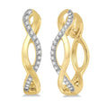 1/10 Ctw Entwined Round Cut Diamond Hoop Earrings in 14K Yellow Gold