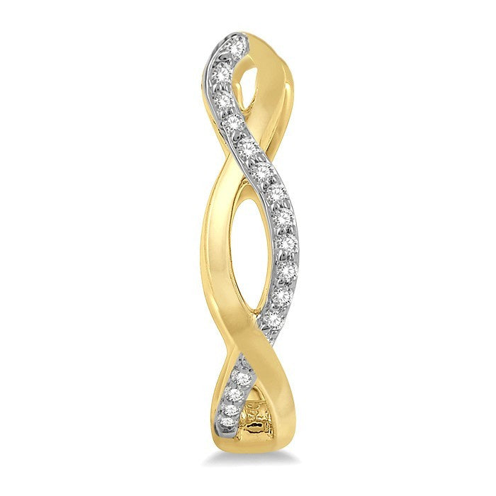 1/10 Ctw Entwined Round Cut Diamond Hoop Earrings in 14K Yellow Gold