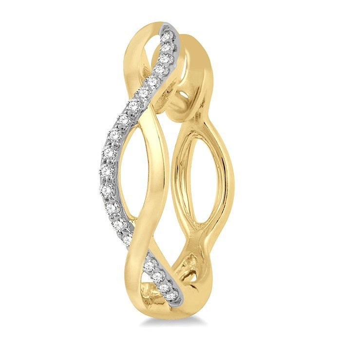 1/10 Ctw Entwined Round Cut Diamond Hoop Earrings in 14K Yellow Gold