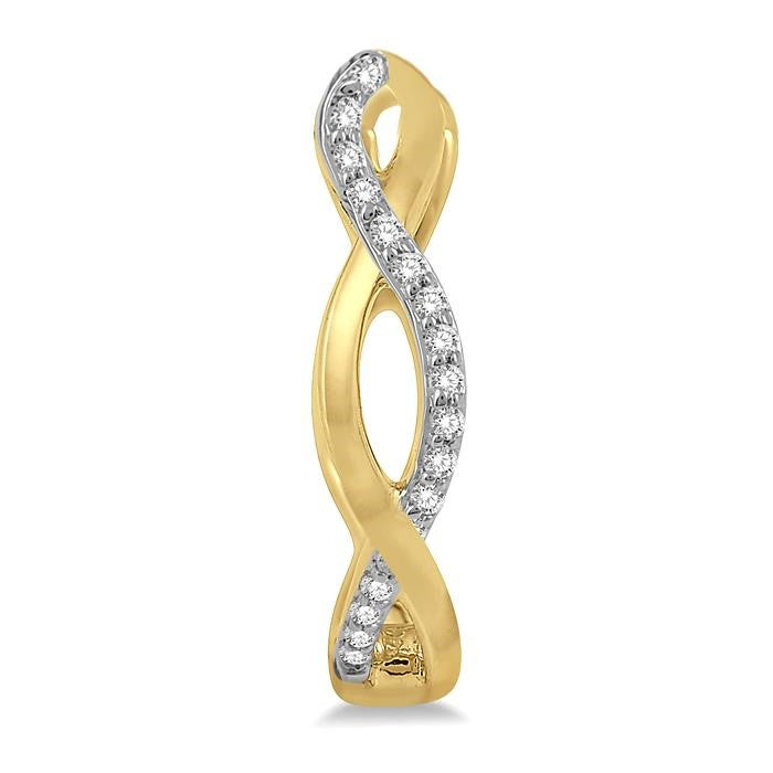 1/10 Ctw Entwined Round Cut Diamond Hoop Earrings in 10K Yellow Gold
