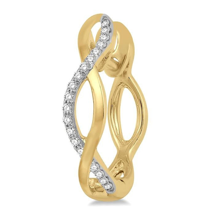 1/10 Ctw Entwined Round Cut Diamond Hoop Earrings in 10K Yellow Gold