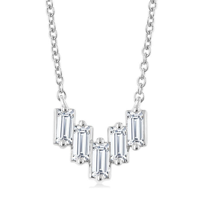 1/4 Ctw Baguette Cut Diamond Necklace in 14K White Gold