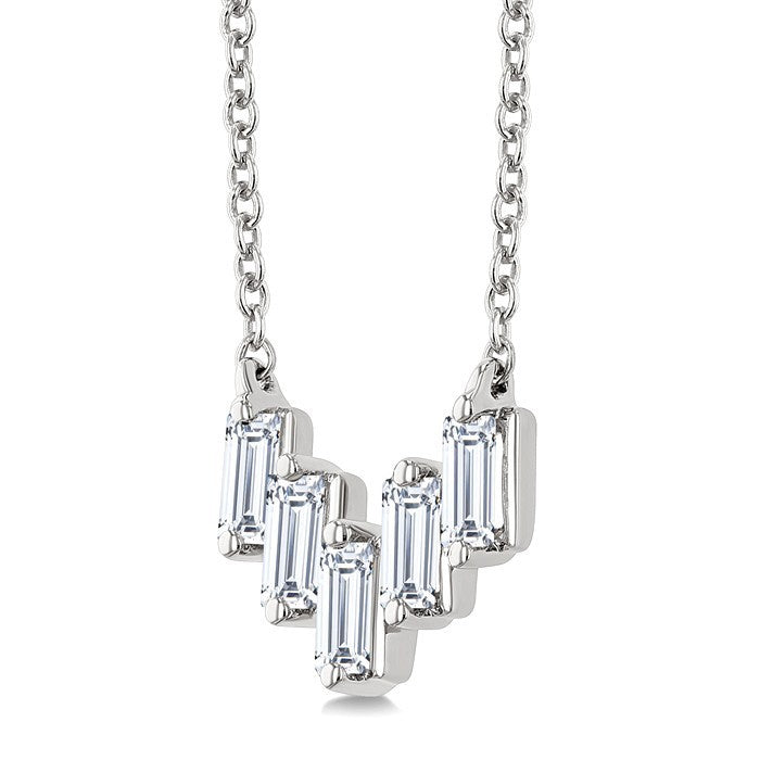 1/4 Ctw Baguette Cut Diamond Necklace in 14K White Gold