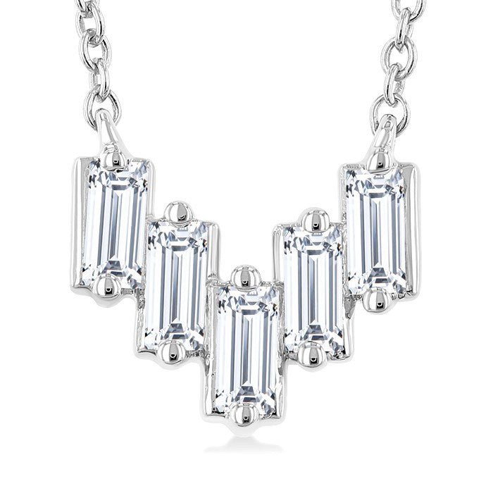 1/4 Ctw Baguette Cut Diamond Necklace in 14K White Gold