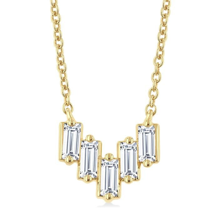 1/4 Ctw Baguette Cut Diamond Necklace in 14K Yellow Gold